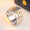 Vintage Inlaid White CZ Women's Ring Ethnic Two Color Hand Carving Daily Wear Party Jewelry Anniversary Gift