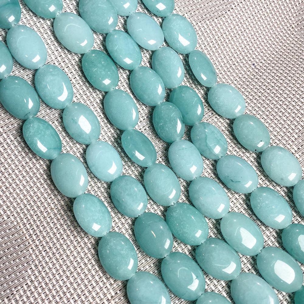 Hand-Painted Natural Gemstone Oval Beads for DIY Jewelry Necklaces & Bracelets