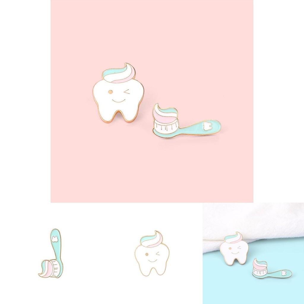 Creative Cartoon Brooches With Unique Toothbrush Design In Colorful Enamel Alloy