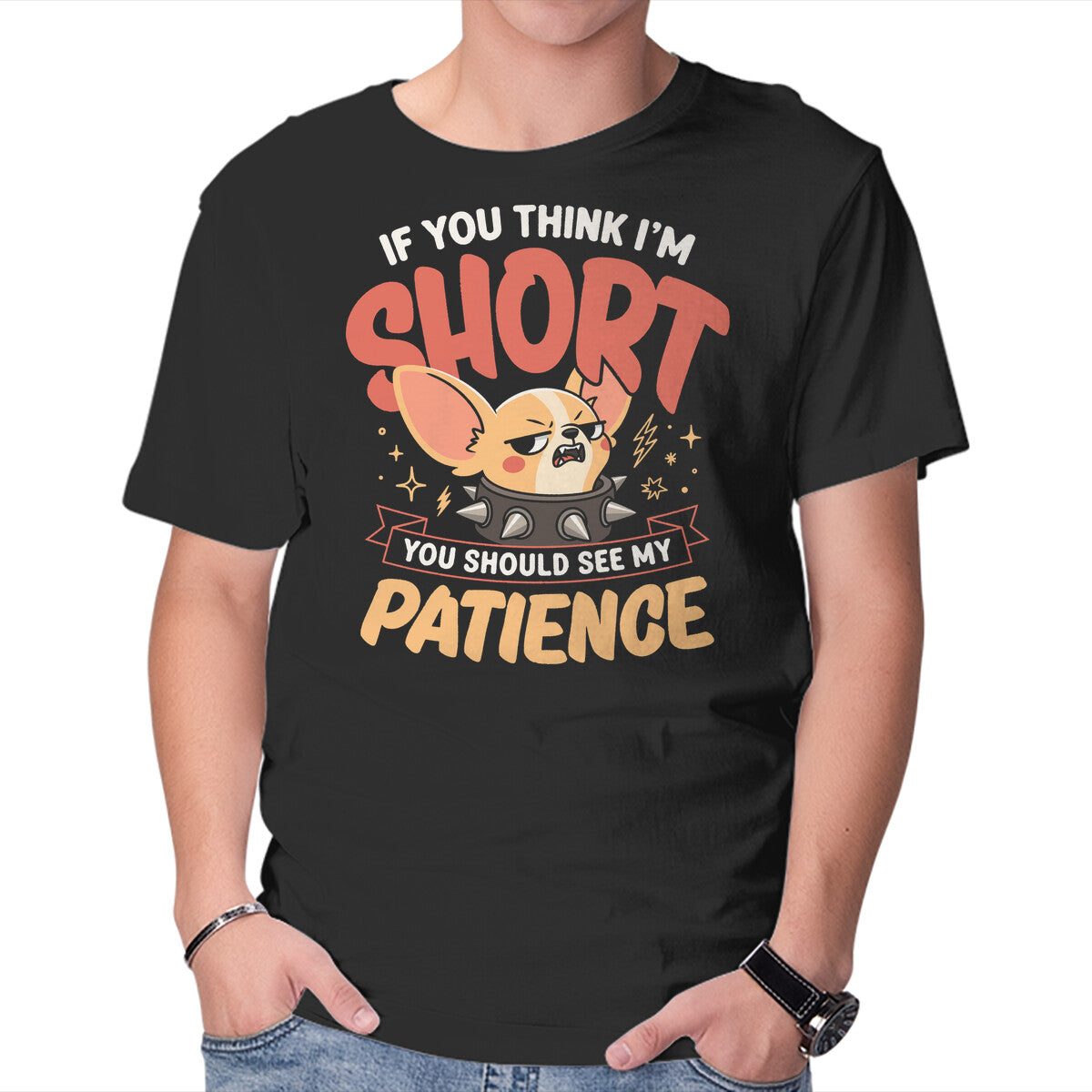 Unisex Crew Neck T-Shirt Short Patience Graphic Short Sleeve Casual Tee L