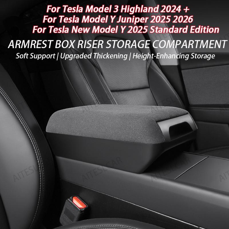 For Tesla Model Y Juniper 2025 Model 3 Highland Armrest box height increasing storage box Center Console Protector Accessories