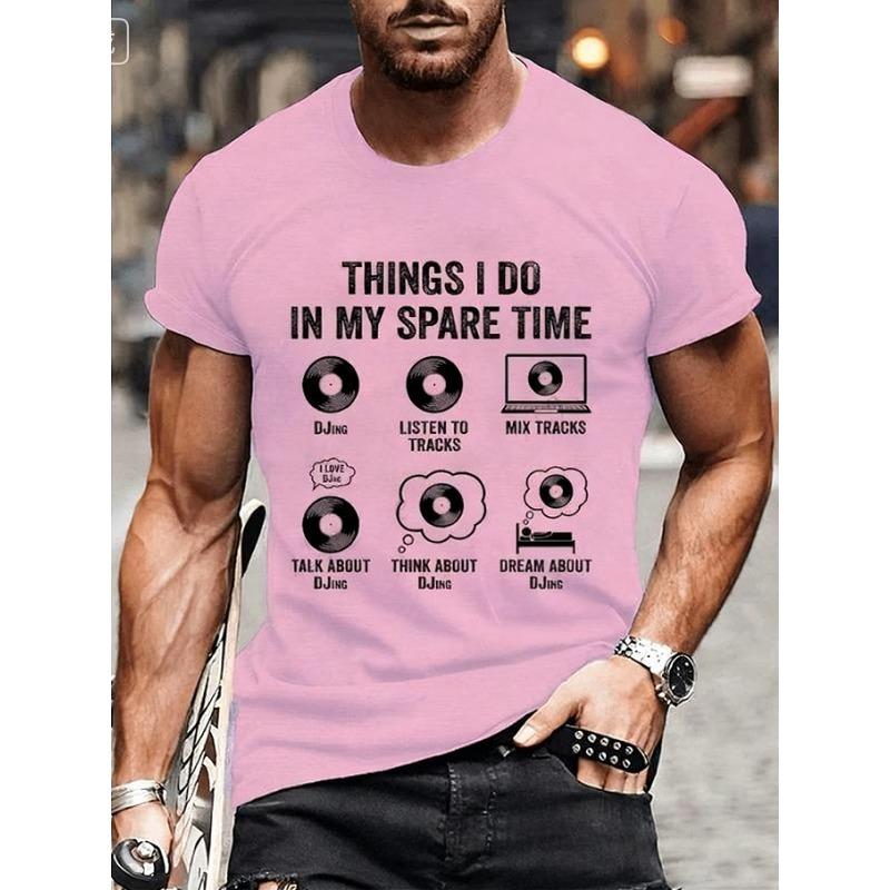 Summer Vinyl Record DJ Graphic Men's T-shirts Casual Hip Hop Streetwear Music Lover Funny Tops T-shirts