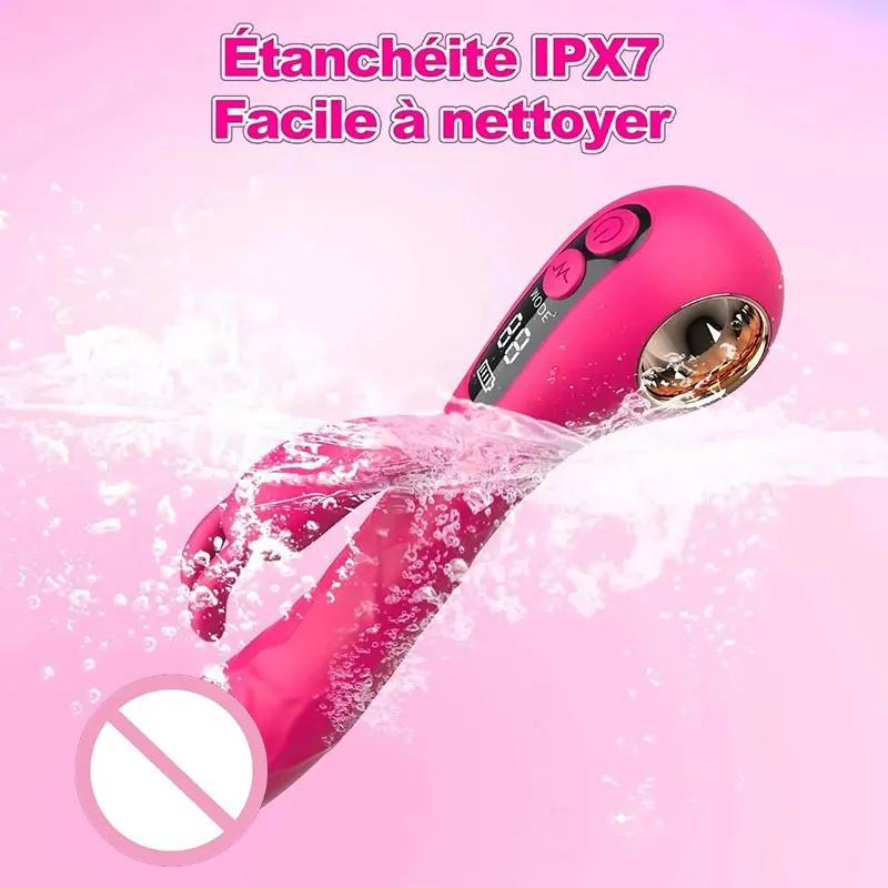 2 IN 1 LCD Display G-spot Rabbit Vibrator Clitoral Stimulator Realistic Dildo G-Spot Adults Sex Toys for Women Sex Machine