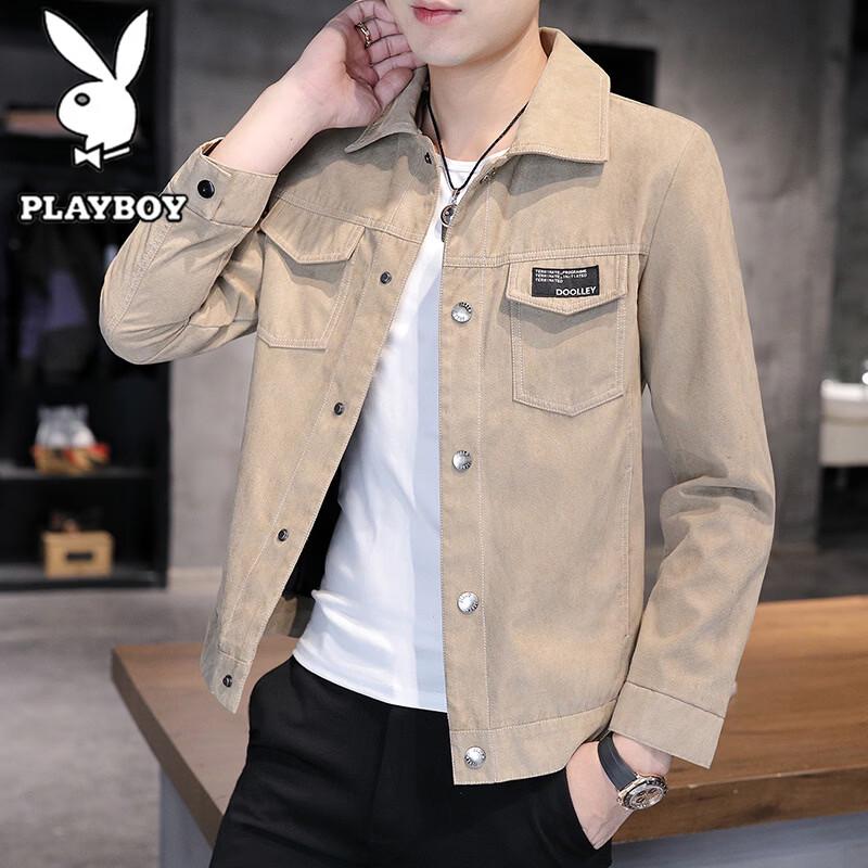 PLAYBOY Men's Casual Turn-Down Collar Workwear Jacket