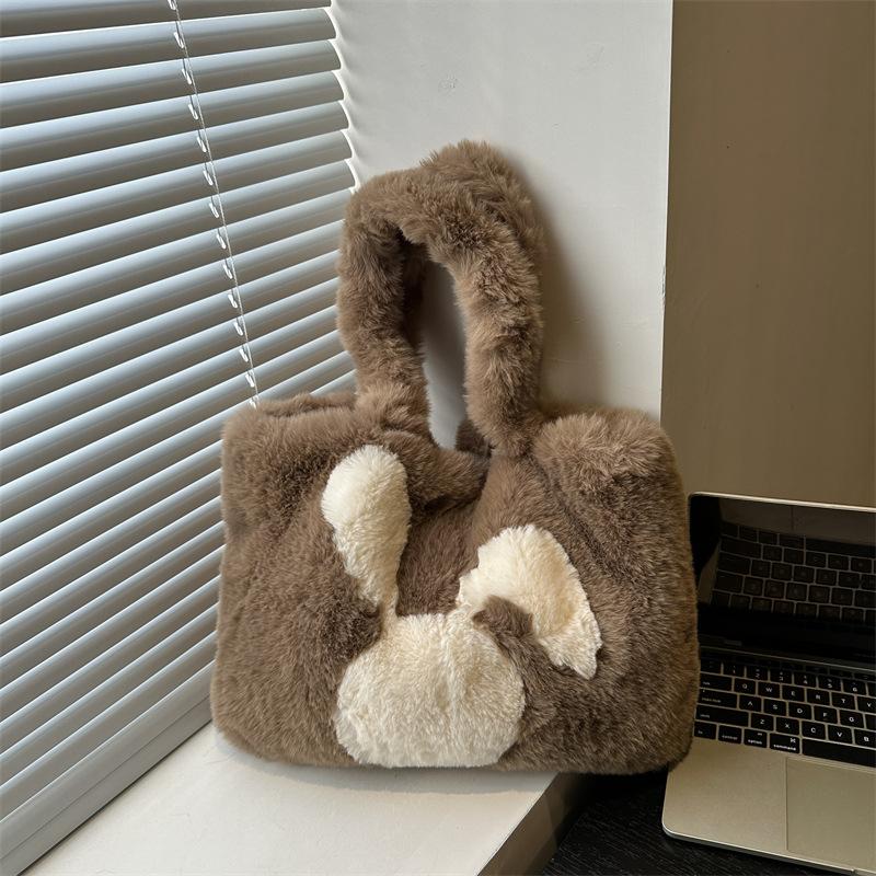 

Милая мультяшная сумка-тоут большой вместимости с кроликом, новая модная универсальная сумка через плечо для通勤 на осень и зиму