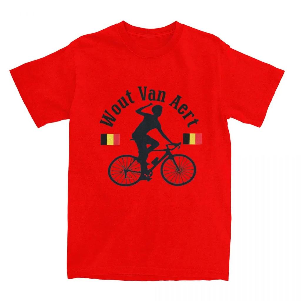 Hipster Wout Van Aert Radsport Logo T-Shirts Herren Damen Rundhals Reine Baumwolle Belgien Flagge Kurzarm T-Shirt