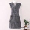 2022 Women's Fashionable Zipper Lapel Apron - Pure Cotton, Fresh Style for Kitchen & Home