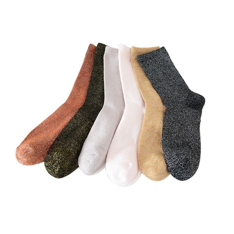 Bunte Sexy Glänzende Socken Koreanische Styles Goldene Silberne Seidenstrümpfe Luxuriöses Design Hohe Qualität Damenstrümpfe