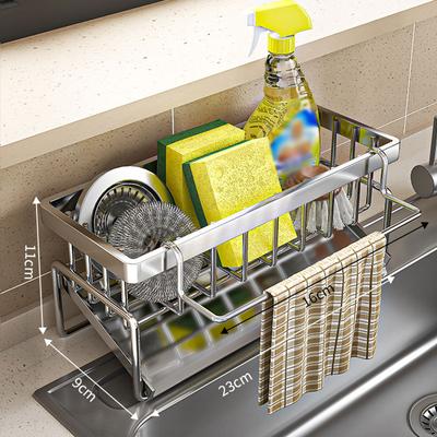 Porta spugna da cucina in acciaio inox, scolapiatti per lavandino, porta sapone, porta asciugamani, organizer per mensole, accessori per il bagno