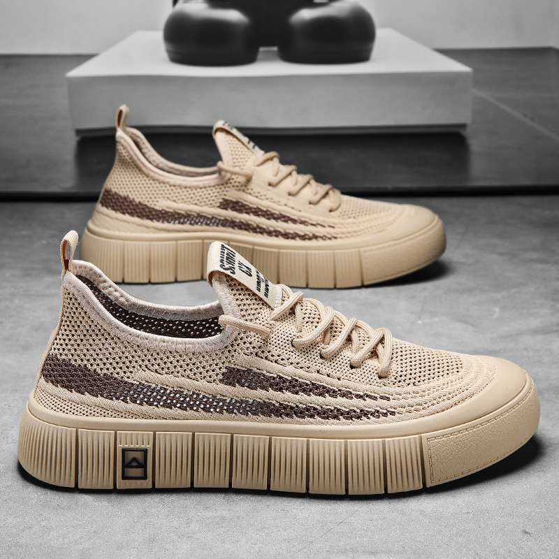 2025 Summer New Men's Thin Breathable Mesh Knitted Athletic Casual Sneakers Work Versatile
