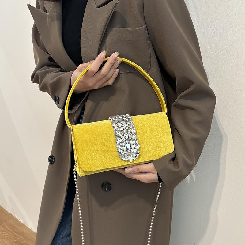 Women Bags Women's Bags 2025 New European and American Candy Color Foreign Style Fashion Rhinestone Shoulder Small Square Bag Tide