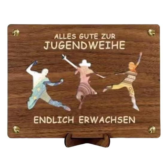 Wooden Money Holder Money Envelope with Hollow-out Pattern Cash Holder Wedding Cash Gift Holder for Christmas Birthday Graduation Festival