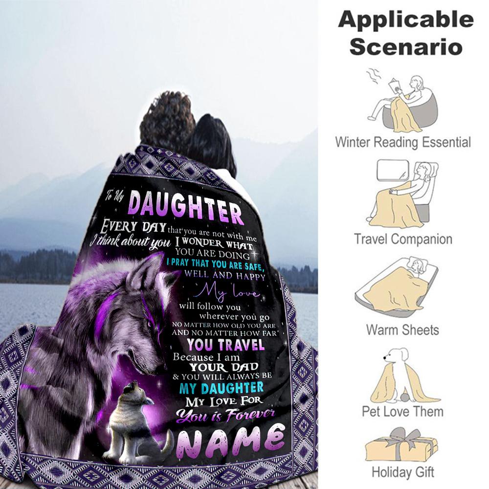 Envelope Daughter Personalized Text Blanket Cozy Personalized Blanket Warmthful Decor Great for Livingroom Bed Office Chair Living Room