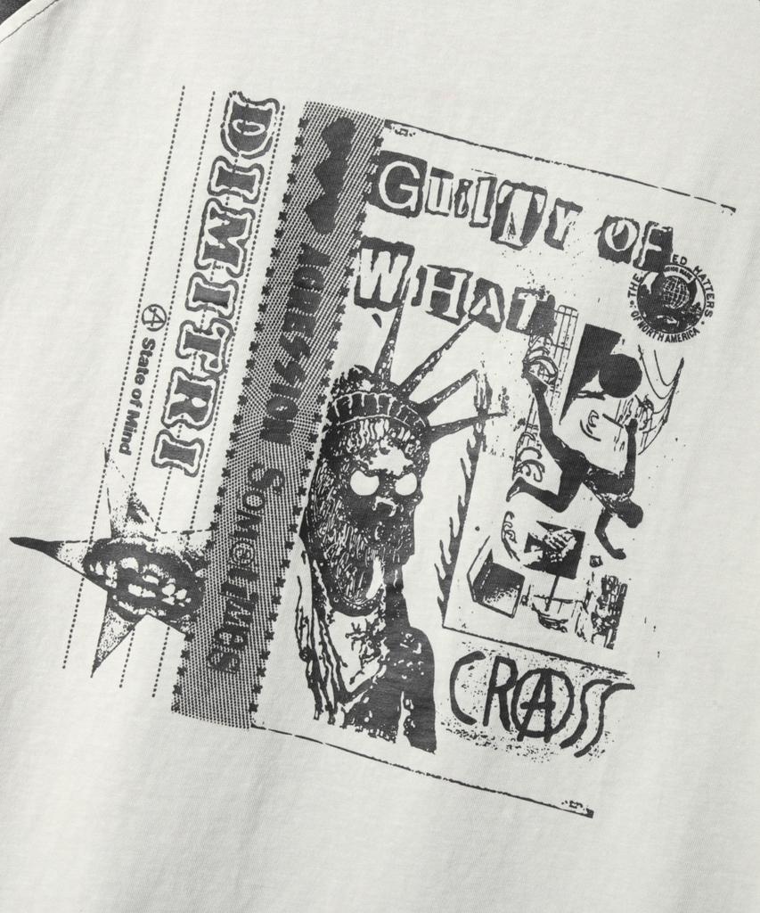 Dimiteulibeullaeg Raglan Color Block Pigment Artwork Short Sleeve T-Shirt_Cream & Black