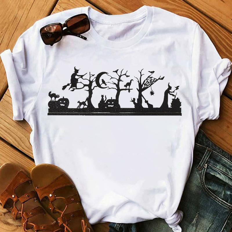 Tricou la modă de vară pentru femeie Halloween vrăjitoare imprimeu tricouri femei casual amuzant tricou pentru Lady Yong Girl Top Tee Hipster