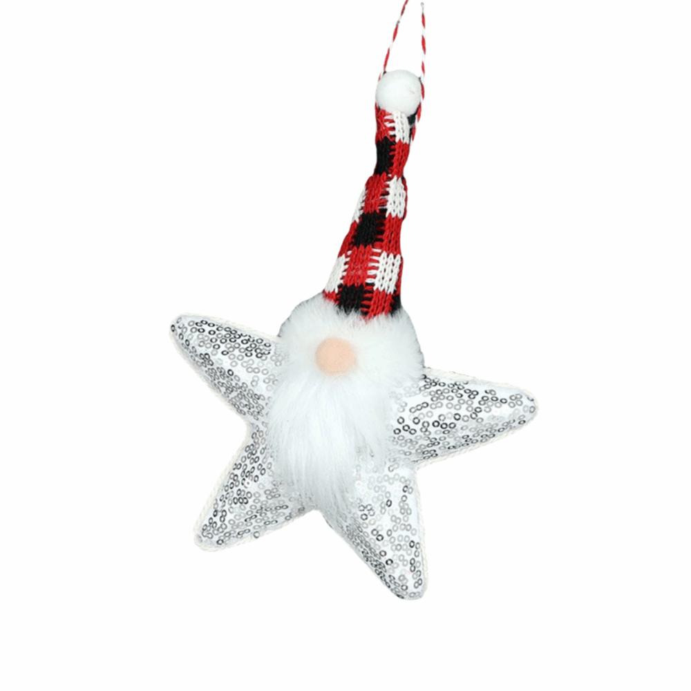 Sequined Fabric Christmas Gnome Ornament Hanging Star Gnome Decoration Christmas Tree Decor