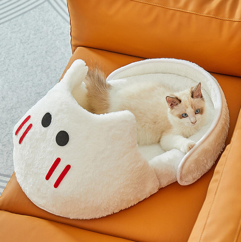 Winterwarmer Hausschuh-Stil Katzenbett Gemütliches Plüsch-Haustierhaus für Wohnungskatzen Weiche Bequeme Haustiermatte mit Rutschfestem Boden