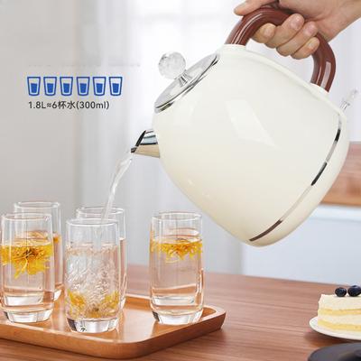 Vintage Double-layer Anti-scald 1.8L Household Electric Kettle Stainless Steel Automatic Power Off Boiled Water Kettle