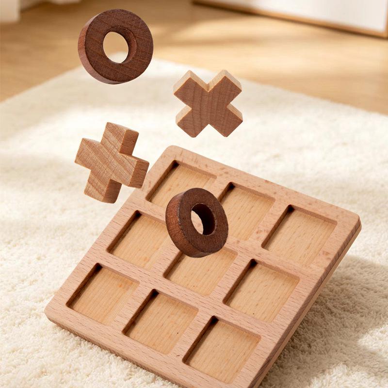 Wooden XO Tic-Tac-Toe Game: Educational Board for Parent-Child Interaction & Logical Thinking