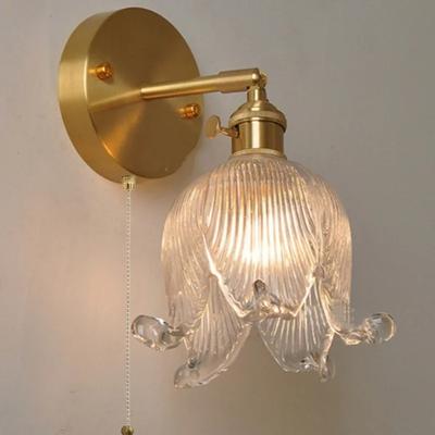 Interruptor de Cadena Luces de Pared LED Pasillo de Restaurante Pasillo Arriba Abajo Giratorio Vintage Vidrio Transparente Decoración del Hogar Lámpara de Pared Aplique