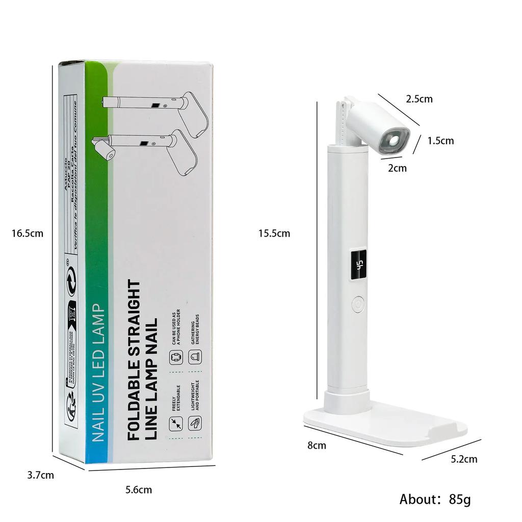 Mini Nail Art UV LED Light Rechargeable with Display Portable Nail Dryer Upright UV Lamp for Professional Nail Art Removable