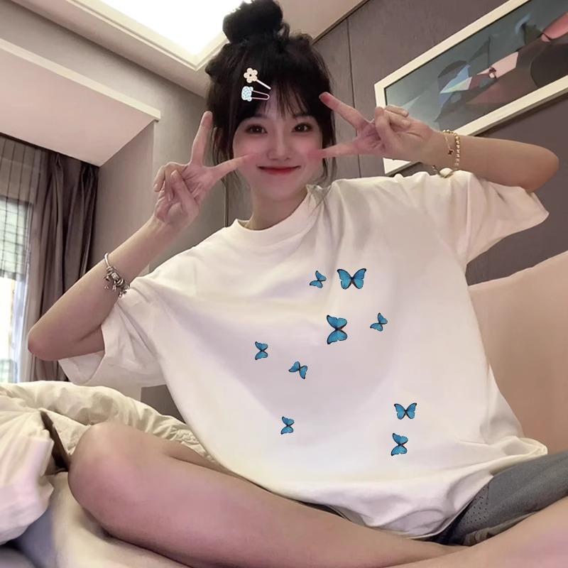 Black Short-sleeved T-shirt for Women New Summer Half-sleeved Versatile Loose Slimming Korean Top