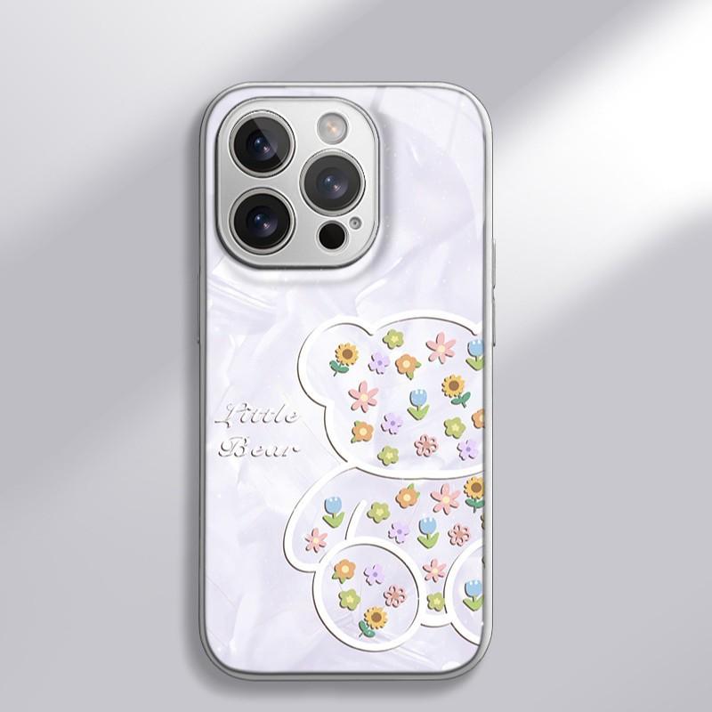 Flower Bear for Apple 16 Promax Cartoon Female Model for IPhone Mobile Phone Case 15 New Model 14 Hydrogel Shell