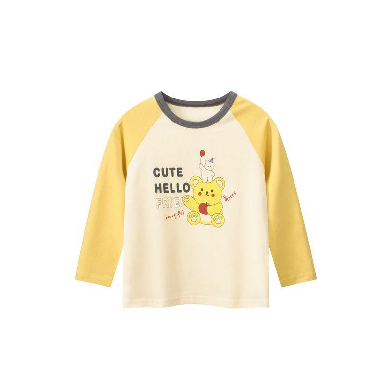 27Home Children's Base Layer Shirt for Spring and Autumn, Girls' Round Neck Long-Sleeve T-Shirt, Baby Girl Pure Cotton Top