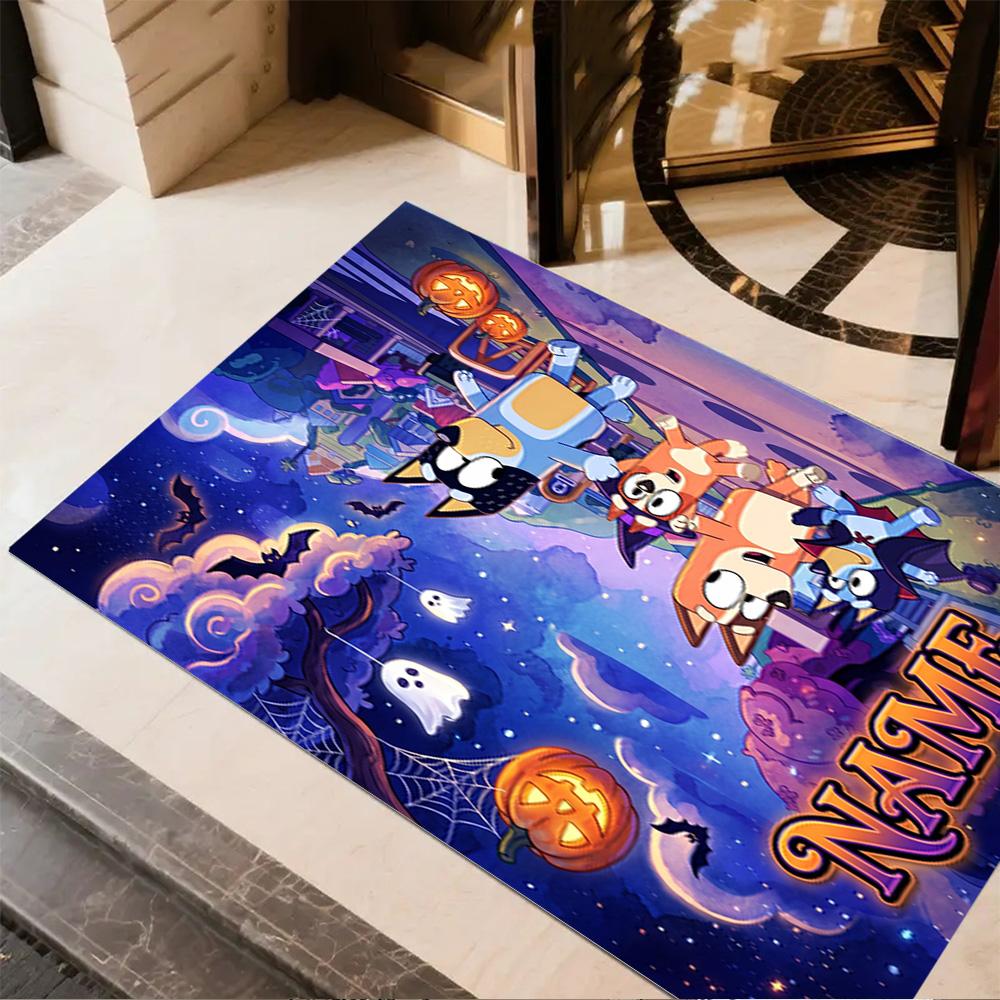 Halloween Night Adventure Customize Text Floor Mat Perfect for Outdoor Game Room Entryway Foyer Anti-slip Rug Office Home Decor