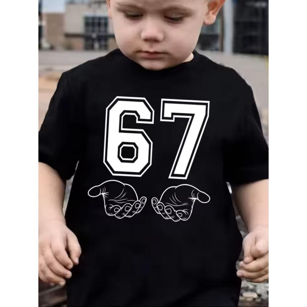 67 Meme Sxi Seven Cool Print Summer Boy Girls Cotton Short Sleeve Tshirt Fashion Kids Clothes Tee Streetwear Childrens Tshirts