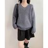 Autumn and winter new V-neck knitted sweater top women's soft waxy solid color versatile good-looking and thin pullover sweater
