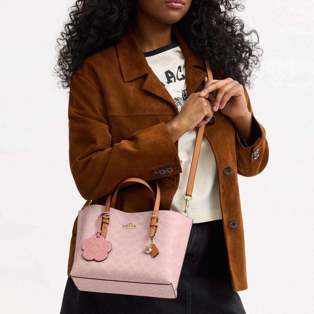 Coach Valentýnská limitovaná Mollie 25 Klasický monogram Odnímatelný přívěsek s květinou Taška Tote Bag Dámská taška Tote Bag Třešňově růžová CER24-IMPO