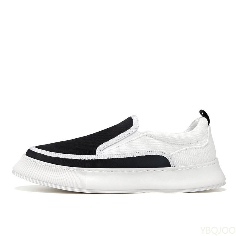 Spring and Autumn Fashionable Breathable Casual Anti Slip Work Men's Shoes Black Flat Bottomed One Foot Sports Men's Board Shoes
