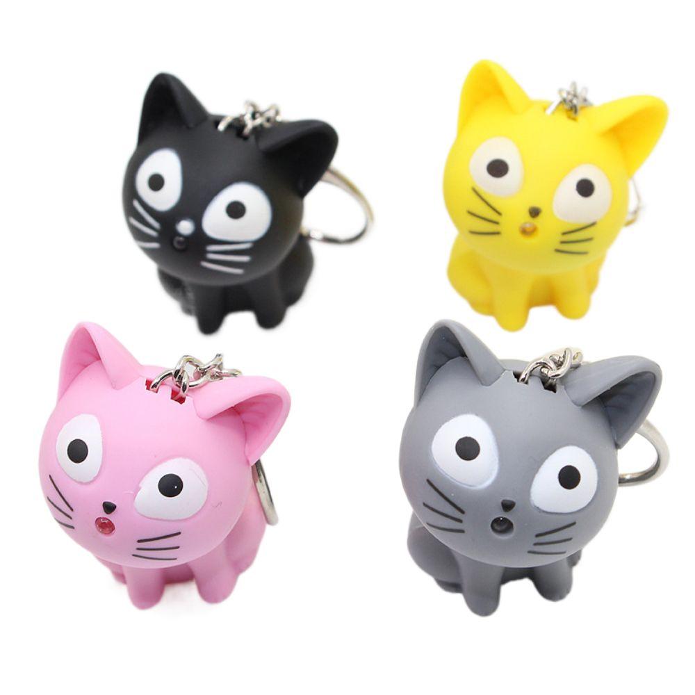 Cartoon Sound Light Keychain Animal LED Cat Keyring Chi's Cat Keychain  Festival Gifts