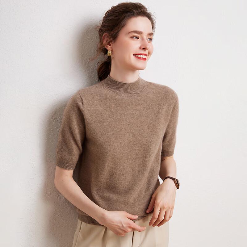 Fanzhen Women's 100% Cashmere Short-Sleeve T-Shirt