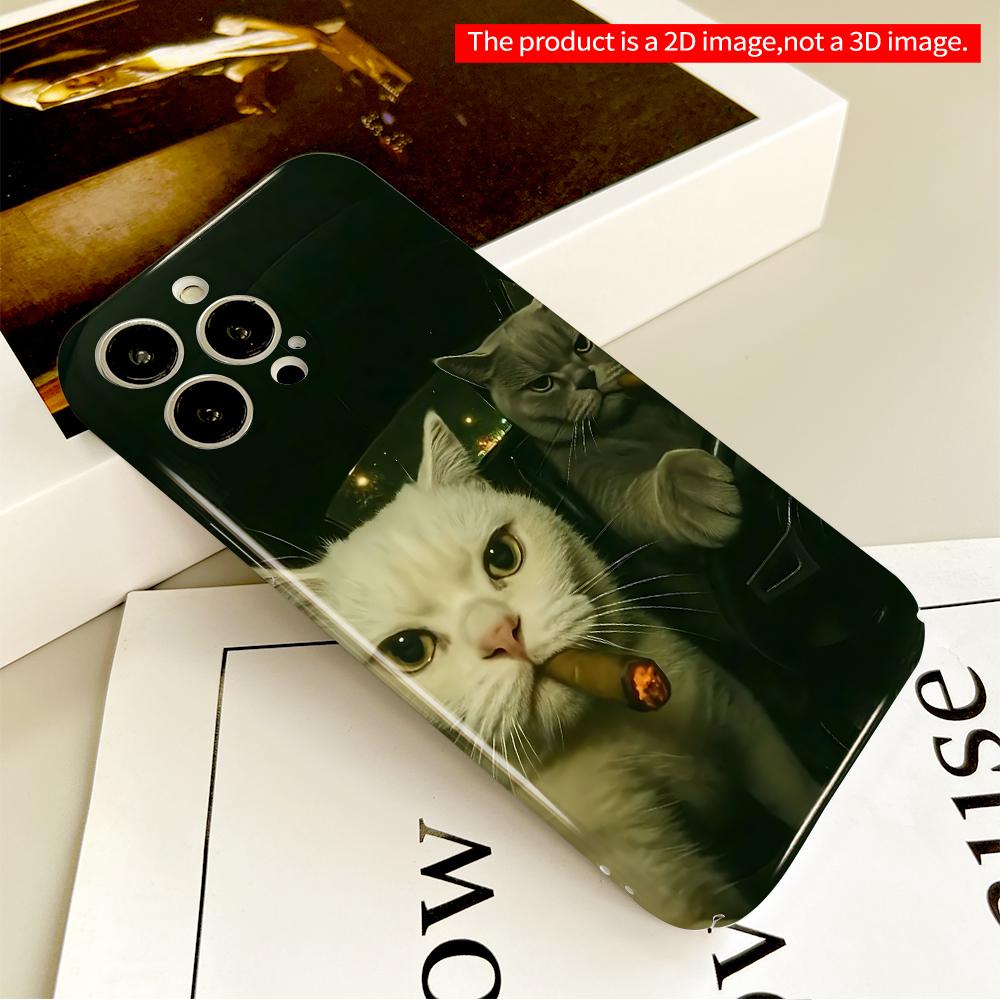 Cats Smoking In Car Night Drive All Inclusive Film Hard Phone Case, Compatible with iPhone 18 Pro Max 17 16 15 14 13 12 11