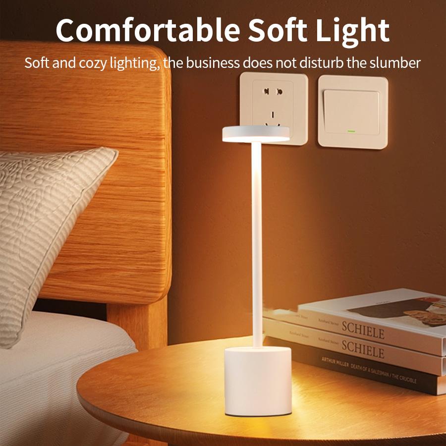 Touch Small Night Light Rechargeable Wireless LED Desk Light Adjustable Brightness Reading Table Lamp for Bedroom Home Decor