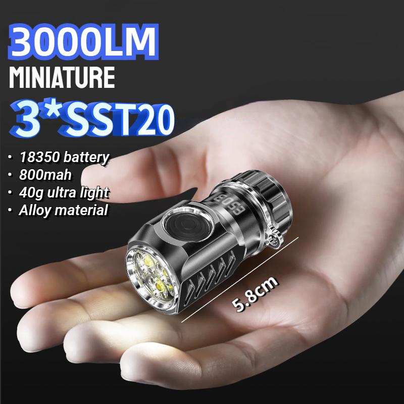 3*LED Μίνι Υπερ Φωτεινός Ισχυρός Φακός LED Επαναφορτιζόμενος USB 18350 Υπερ Φωτεινός Φακός Κράμα Αλουμινίου για Κάμπινγκ Ορειβάτη