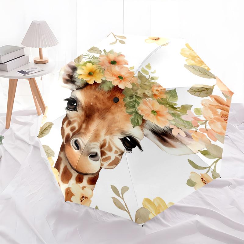 Giraffe Floral- Automatic Umbrella,Suitable for Men and Women,Suitable for Birthdays, Christmas, Gifts for Fashion Lovers0923b