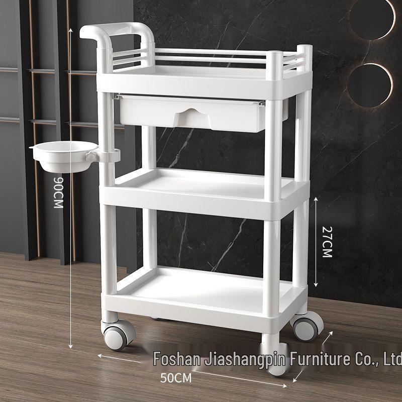Compact Beauty Salon Trolley: Mobile Hand Push Storage Rack for Household Tools