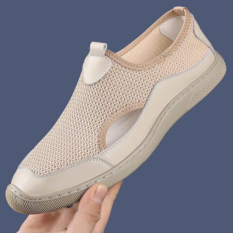 Handmade Men's Summer Sneakers Breathable Men Mesh Shoes Outdoor Casual Flats Comfortable Walking Treking Shoes Hollow Out Shoes