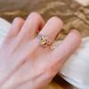 New  Rose Gold Crystal Flower Ring For Women Fashion Colorful Natural Zircon Rings Fine Wedding Jewelry Bride Gift