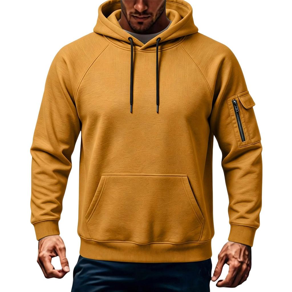Men's Casual Sports Hoodie Drop Shoulder Long Sleeve Neck Hooded Pullover Sweatshirt