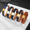 Men'S And Women'S Genuine Leather Bracelet, Simple Stainless Steel Smooth Surface Lettering Cowhide Bracelet Diy Leather Bracelet