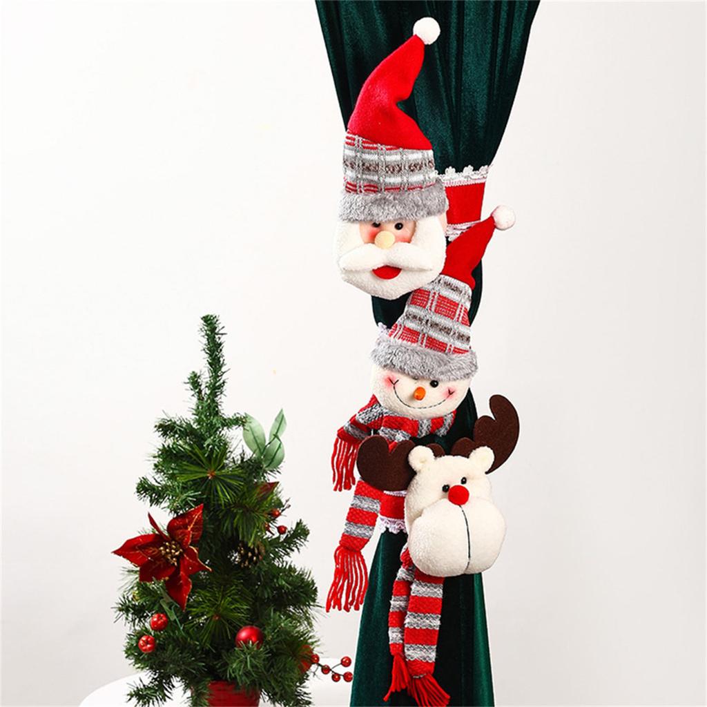 Christmas Curtain Clip Festive Window Tiebacks Elk/Santa/Snowman Curtain Buckle Decorative Home Novelty Decorations