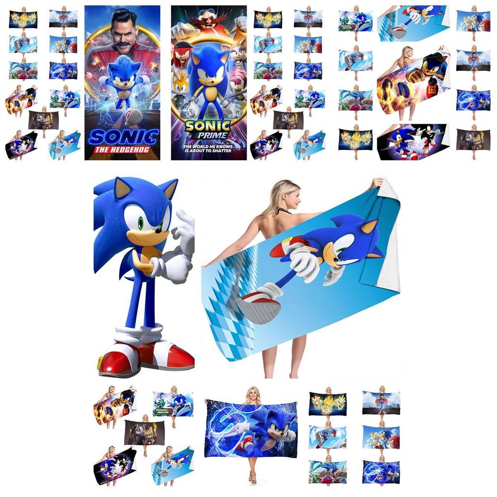 Sonic The Hedgehog Beach Towel Ultra-fine Fiber Fast-drying Super-absorbent