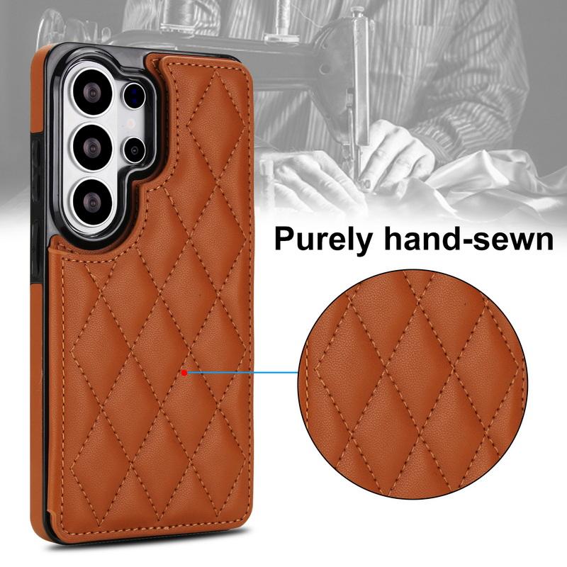 Luxury Mesh Leather Card Slots Wallet Case For Samsung Galaxy S26 Ultra S25 FE S24 S23 S22 Plus S21 FE A53 A54 A55 A56 A57 5G Card Holder Back Cover