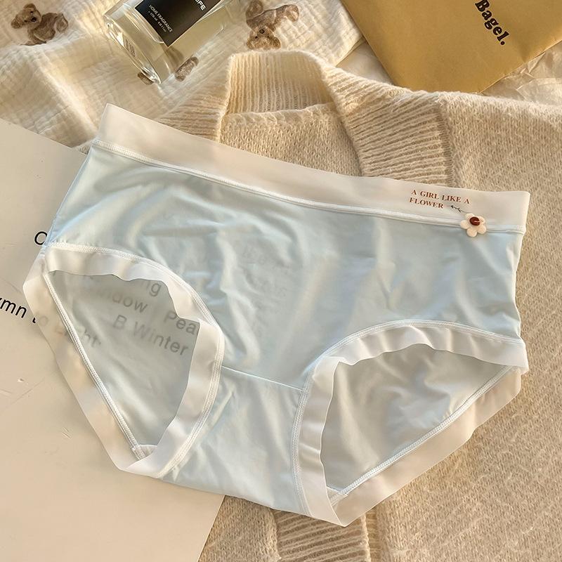 Summer Ice Silk Underwear For Women, Mid-waist Breathable Ultra-thin Underwear For Facial Mask