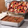 Stainless Steel Tiramisu Mold Cake Tray Cake Shaping Container With Lid Cake Preservation Box Household Dessert Baking Tools