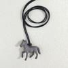 Versatile Long Pendant Necklace Featuring Horse Design In Vibrant Acrylic On Soft Leather Rope for Various Outfits